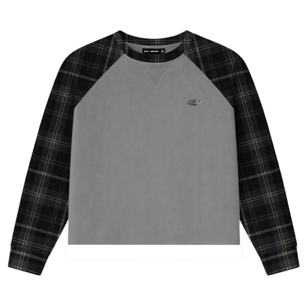 Plaid Thermal Waffle Knit Black