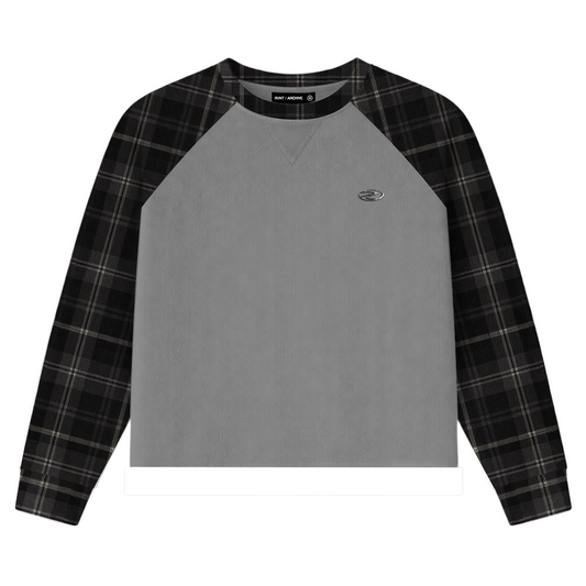 Plaid Thermal Waffle Knit Black