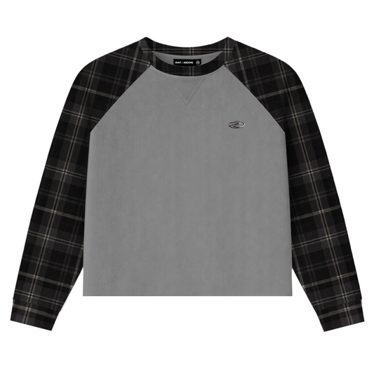 Plaid Thermal Waffle Knit Black