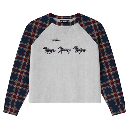 Plaid Thermal Waffle Knit Navy/Red