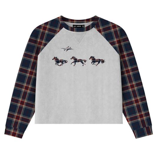Plaid Thermal Waffle Knit Navy/Red