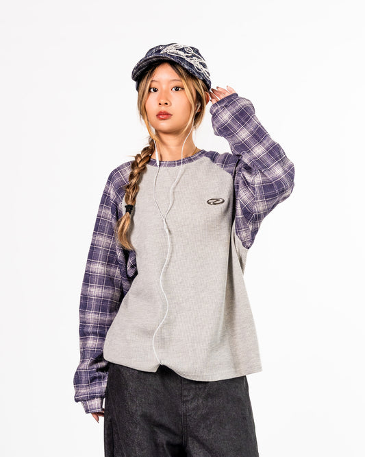 Navy Plaid Thermal Waffle Knit