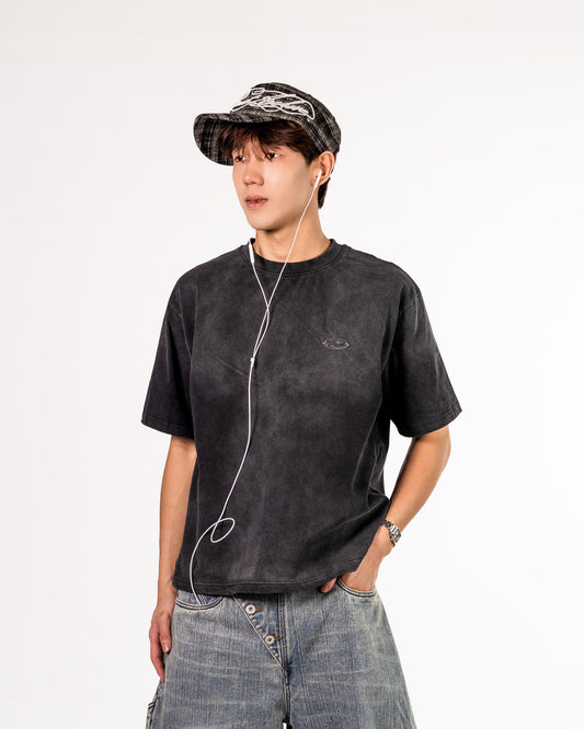Boxy Cropped Tee in Sun Faded Black