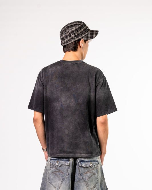 Boxy Cropped Tee in Sun Faded Black