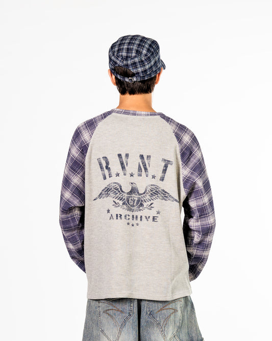Navy Plaid Thermal Waffle Knit
