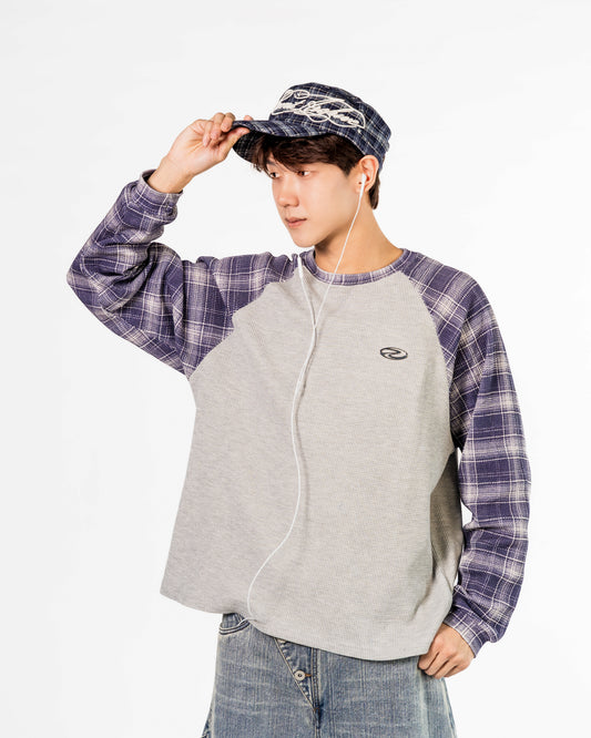 Navy Plaid Thermal Waffle Knit