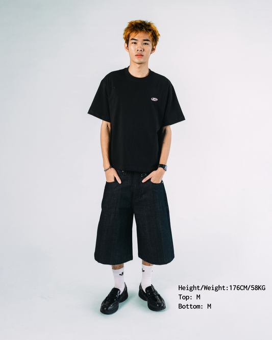 Boxy Cropped Tee in Black