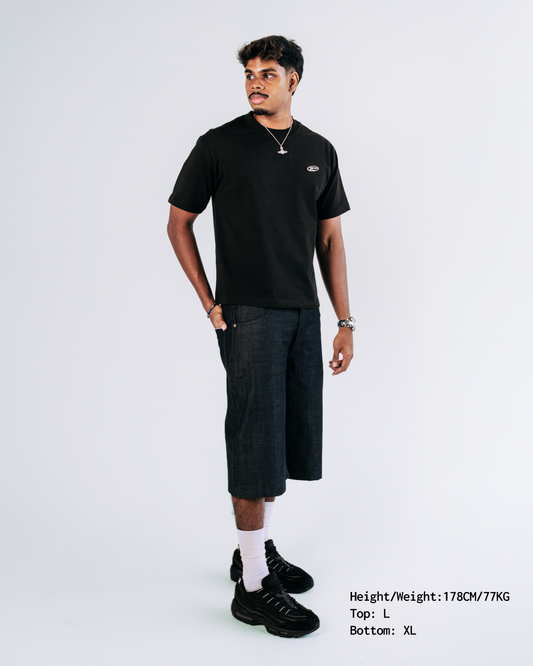 Boxy Cropped Tee in Black