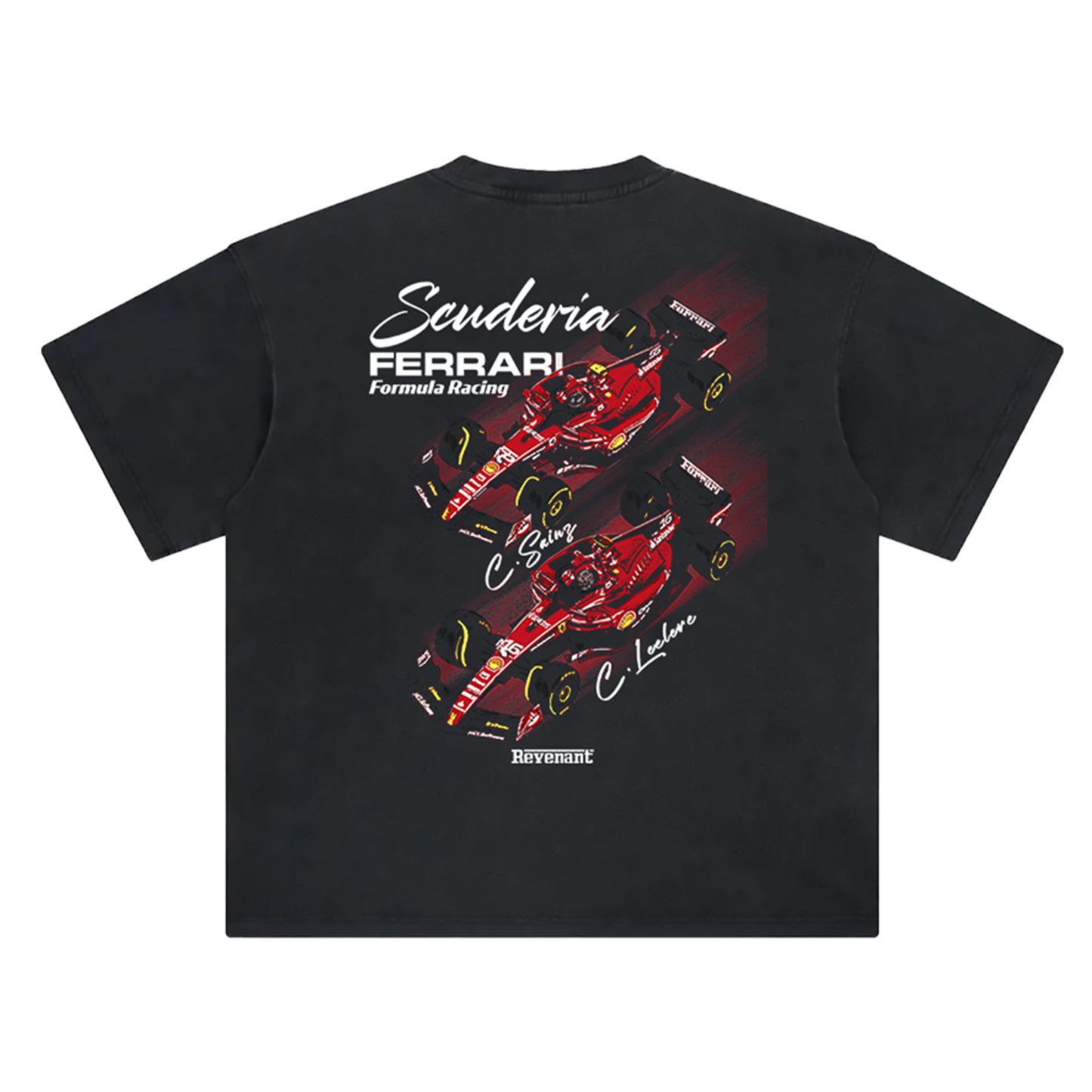 Team Ferrari Tee in Washed Black