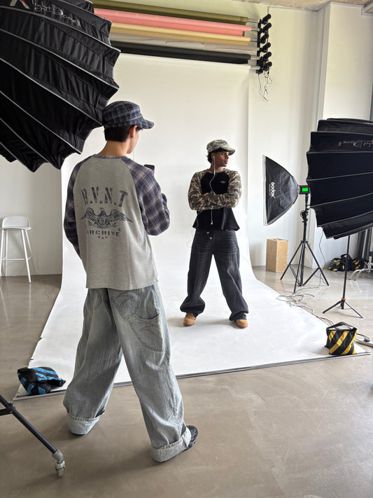 Navy Plaid Thermal Waffle Knit