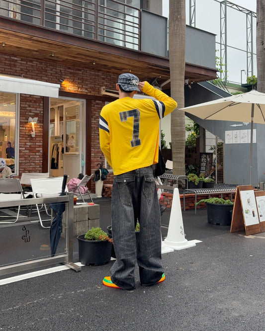 COLLEGE PANELLED LONG SLEEVE YELLOW