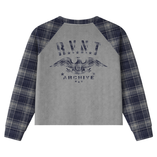 Navy Plaid Thermal Waffle Knit