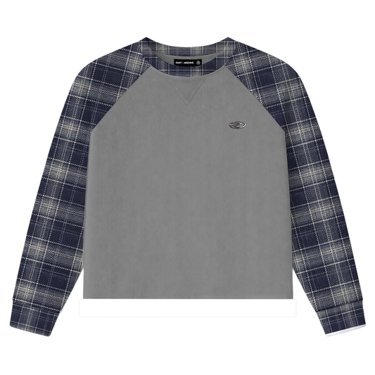 Navy Plaid Thermal Waffle Knit