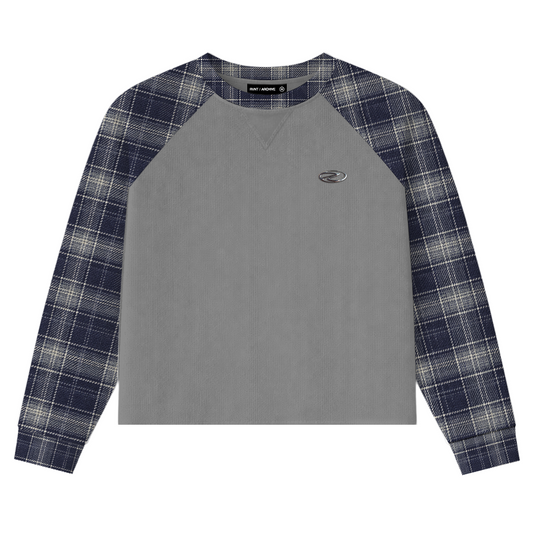 Navy Plaid Thermal Waffle Knit