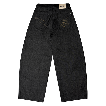 Raw Denim Baggy Jeans "Year of the Horse" Edition - Black