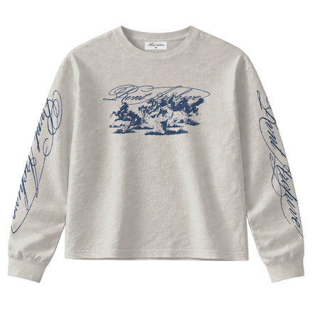 "Year of the Horse" Script Long Sleeve in White