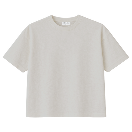 Cotton Slub Boxy Cropped Tee in White
