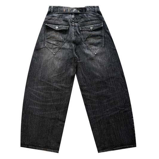 Slub Denim Engineered Baggy Jeans Black
