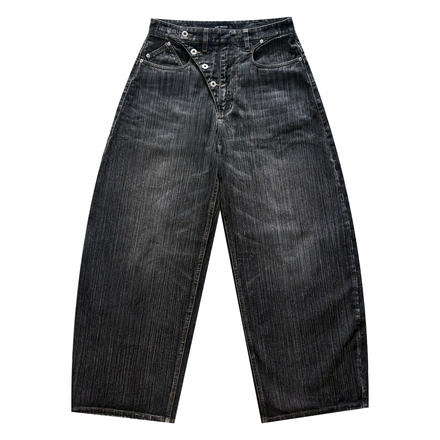 Slub Denim Engineered Baggy Jeans Black