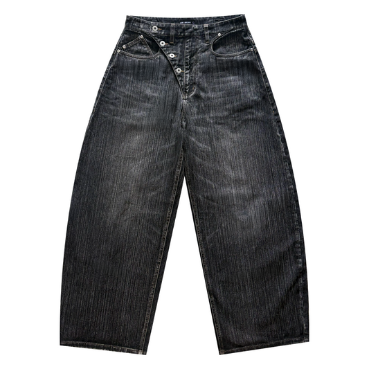 Slub Denim Engineered Baggy Jeans Black