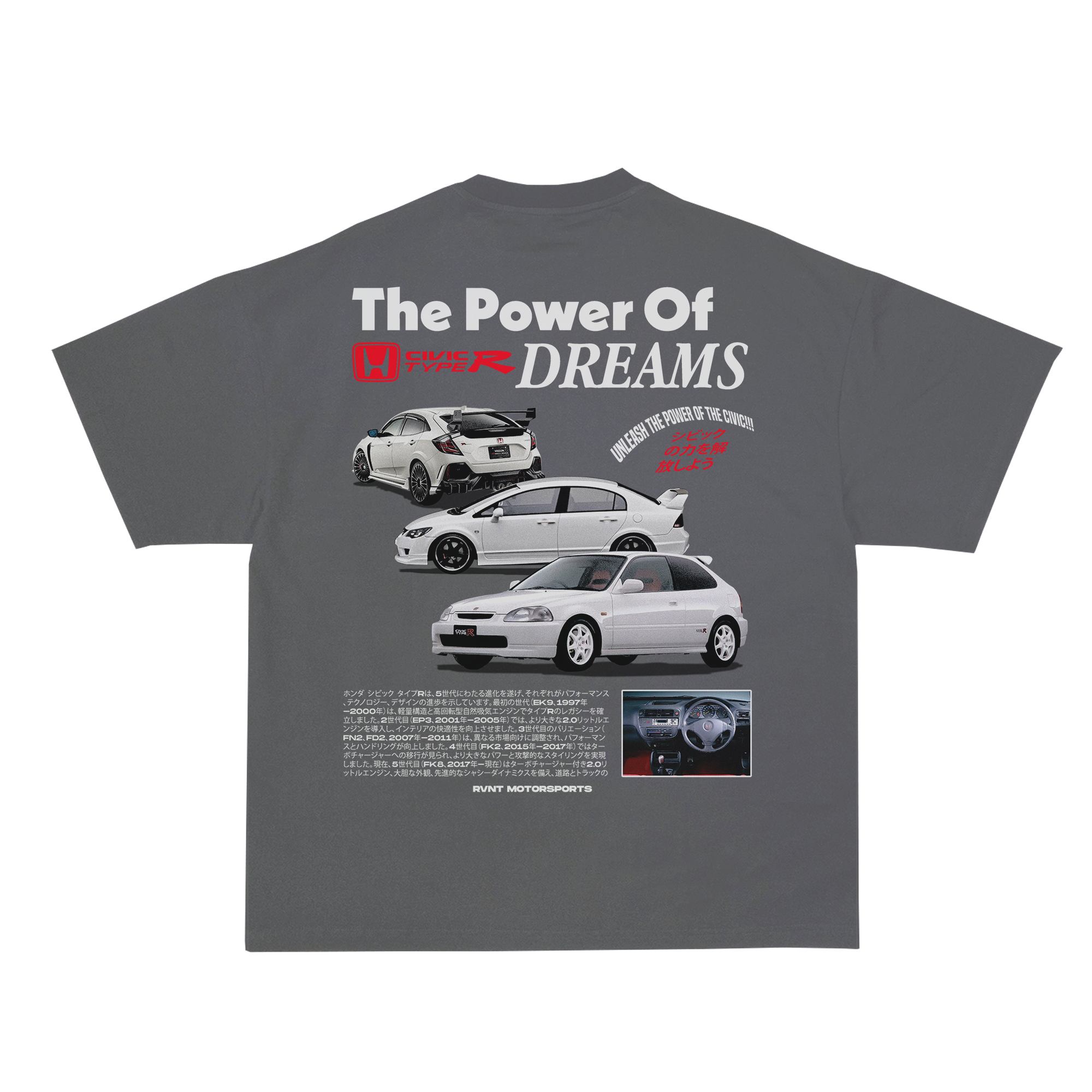 The Power of Dreams Civic Type R Tee in Grey