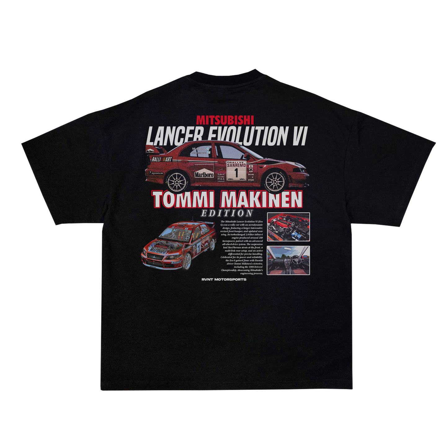 Mitsubishi Evo VI Tommi Makinen Edition Tee in Black