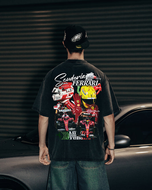 Scuderia Ferrari '25 Tee in Washed Black