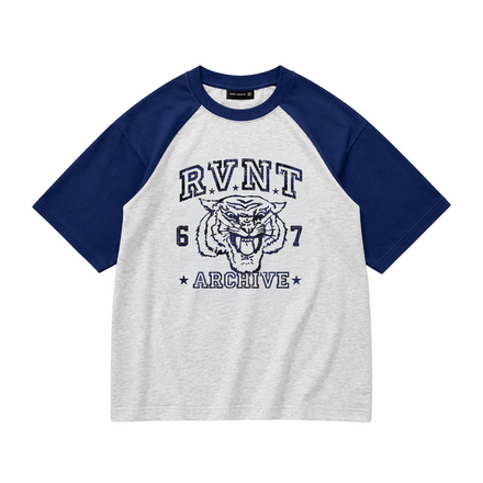COLLEGE RAGLAN TEE PURPLE/WHITE MARL