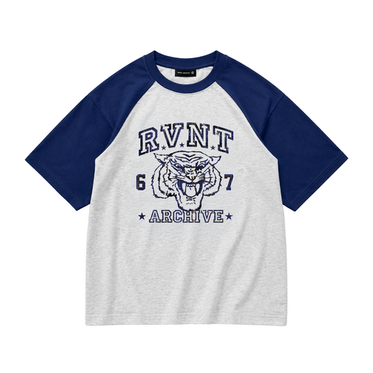 COLLEGE RAGLAN TEE PURPLE/WHITE MARL