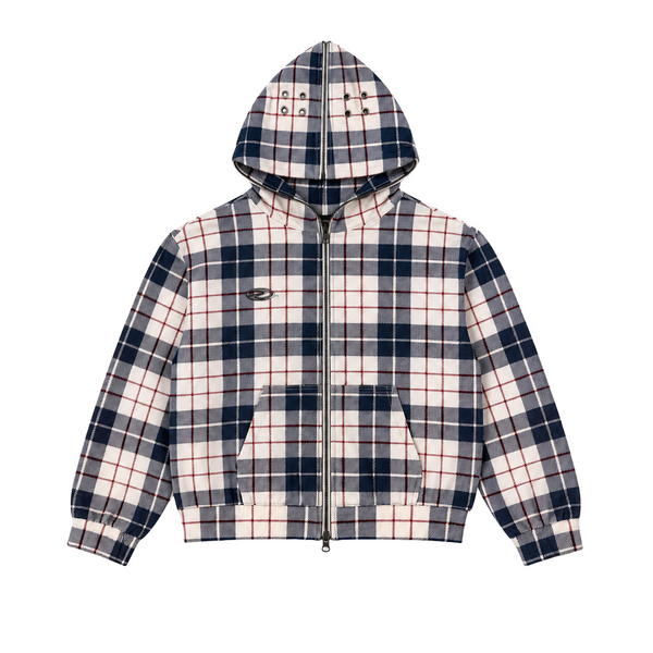 Plaid Full Zip Hoodie White – Revenant Clothing